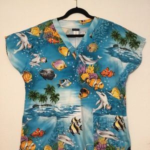 SCRUB TOP...808 LOCAL ocean fish...